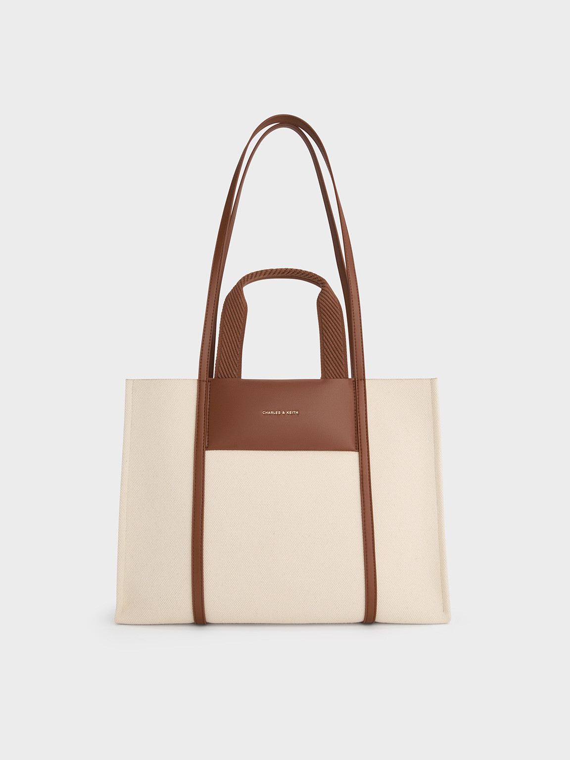 Beige Canvas Shalia Canvas Tote Bag | CHARLES & KEITH UK | Charles & Keith UK