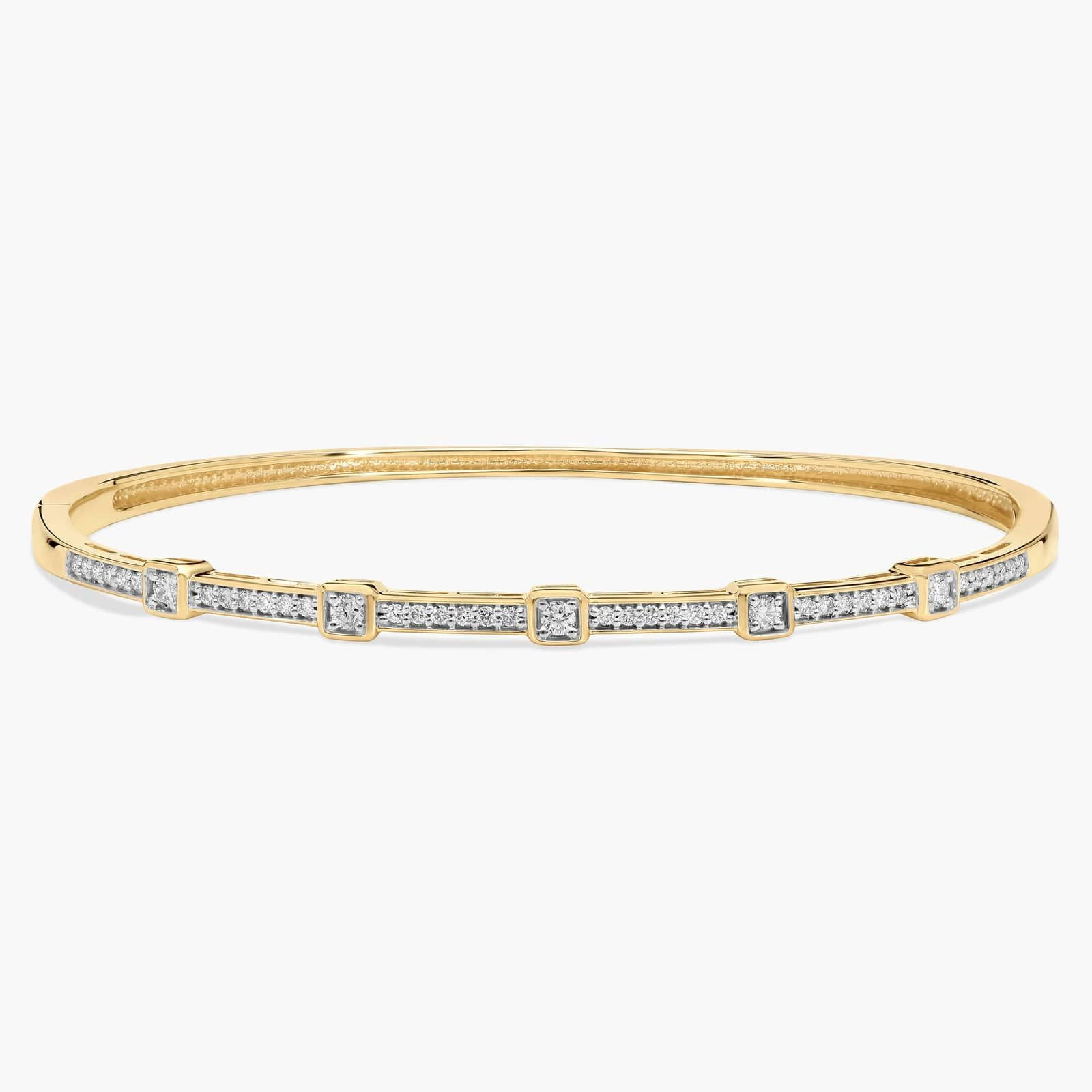 Diamond Accent Bangle Bracelet in 14K Yellow Gold (1/2 Ct. Tw.) | Blue Nile