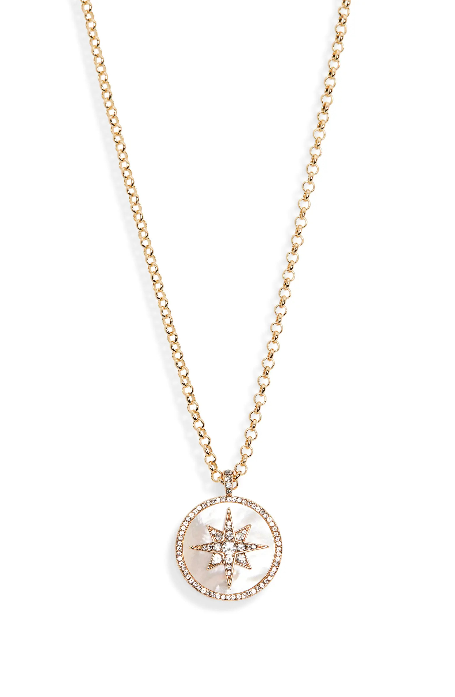 BaubleBar Carina Mother Of Pearl & Crystal Pendant Necklace | Nordstrom | Nordstrom