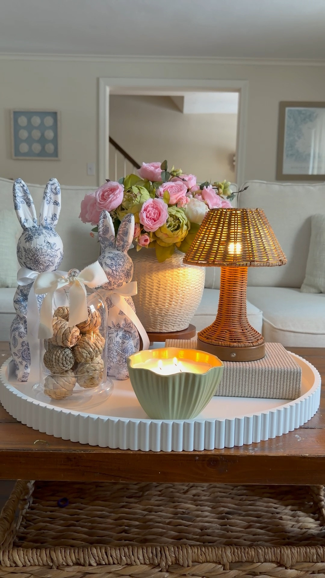 The temperature went above 40 degrees here today and I felt all the spring warmth coming! I love this centerpiece with the rattan wireless lamp and these flowers are my new favorites! 

#LTKSeasonal #LTKHome