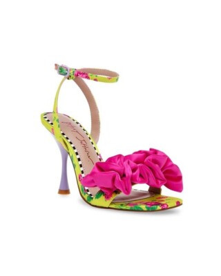New BETSEY JOHNSON Womens pink Green Elmira Toe Heeled Sandal 11M | eBay US