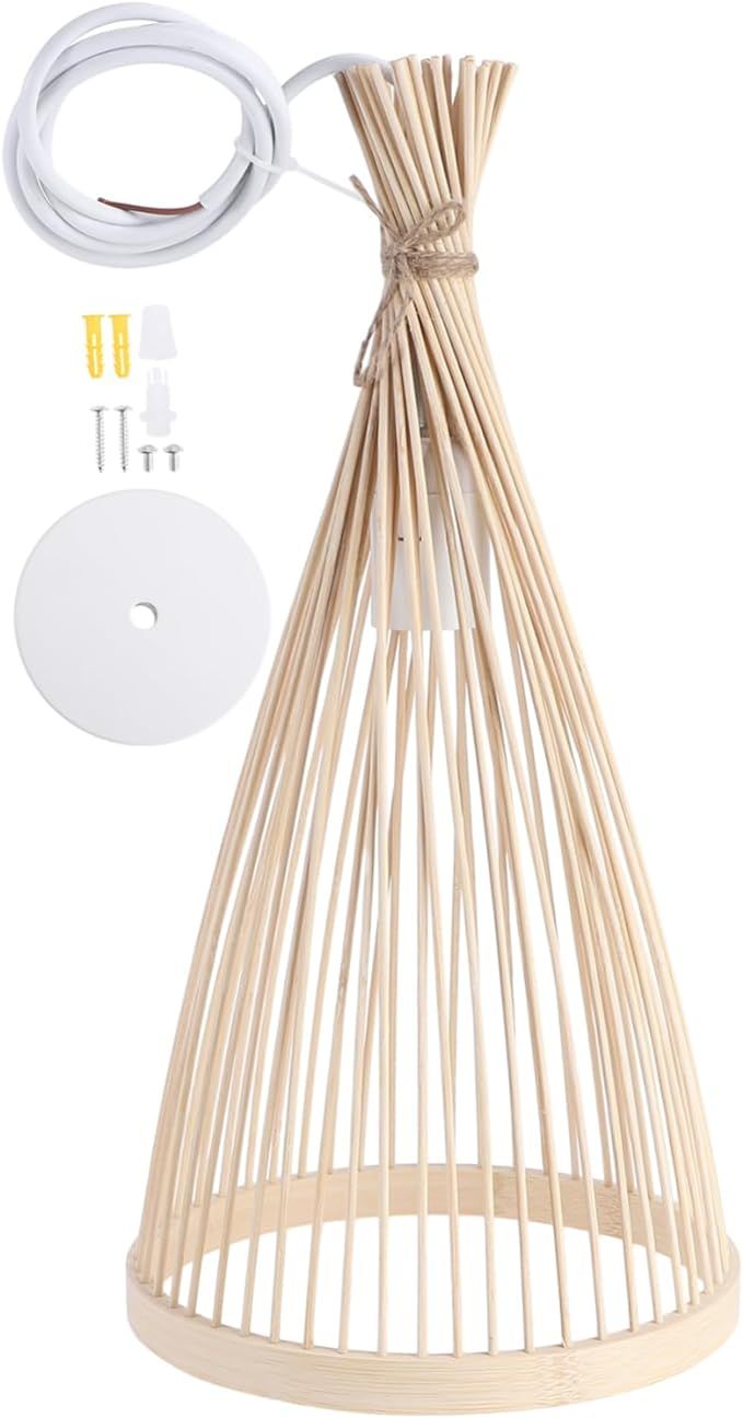 Bamboo Chandelier Wood Chandelier Light Lanterns Decorative Bamboo Pendant Lighting Fixtures Led ... | Amazon (US)