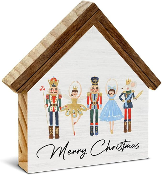 Nutcracker Christmas Decor, Merry Christmas House Shaped Wooden Sign, Nutcracker Decorations for ... | Amazon (US)