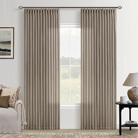 Lily Pinch Pleat 52" W x 84" L Linen Window Curtain Panels, Room Darkening Lining Drape for Livin... | Amazon (US)