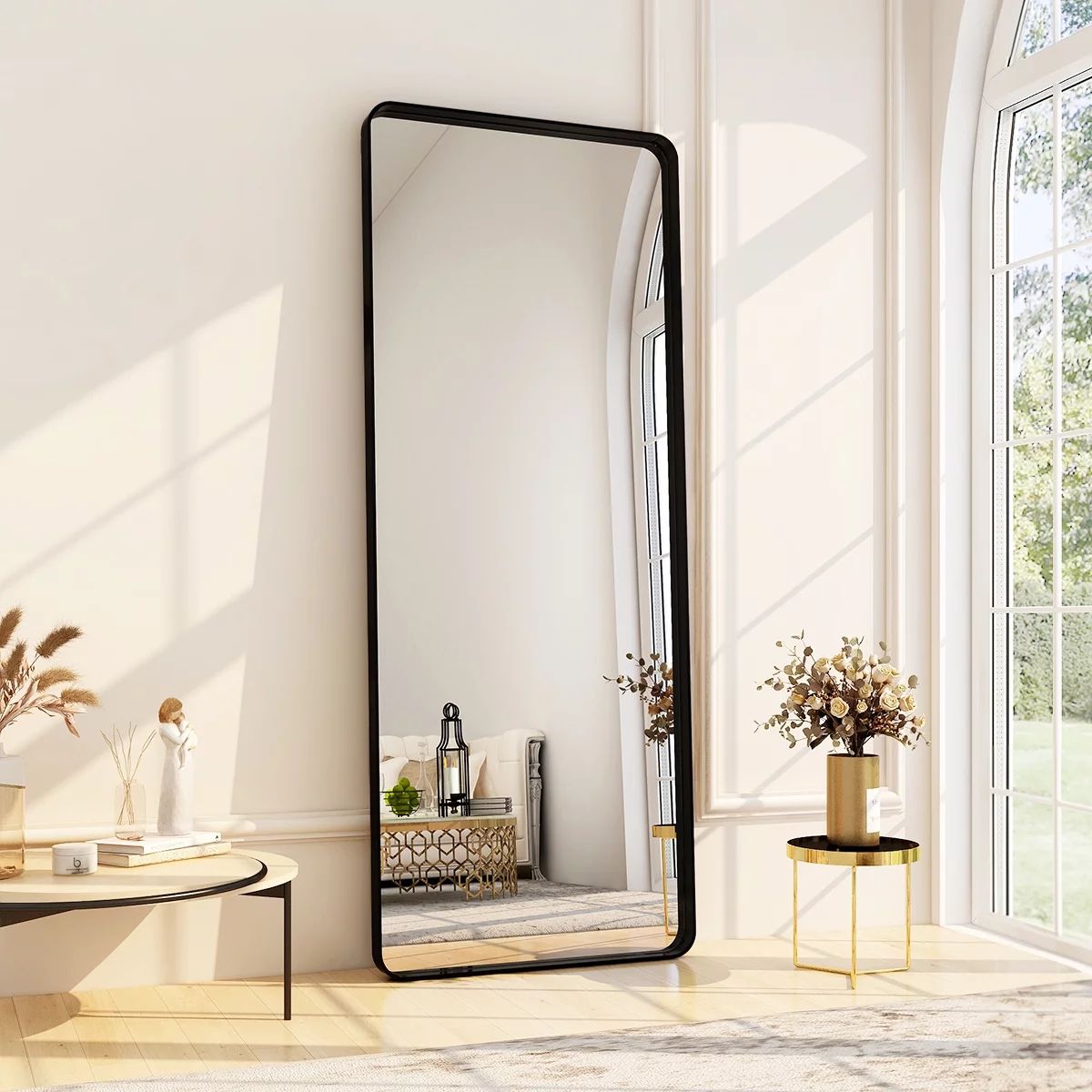 BEAUTYPEAK Full Length Mirror 21x64 inch, Modern Round Corner Vanity Floor Mirror - Walmart.com | Walmart (US)