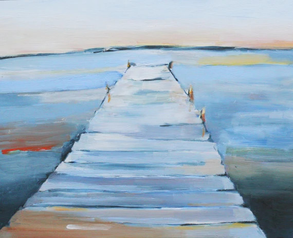 Dock and Water Print of Original Oil Painting | Etsy | Etsy (US)