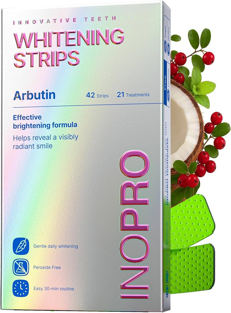 InoPro Teeth Whitening Strips 21 Treatments Kit - Teeth Whitener, Peroxide Free, Green White Stri... | Amazon (US)