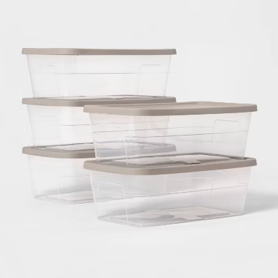 6qt Shoe Box 5pk with Spaceship Lid Gray - Room Essentials™ | Target