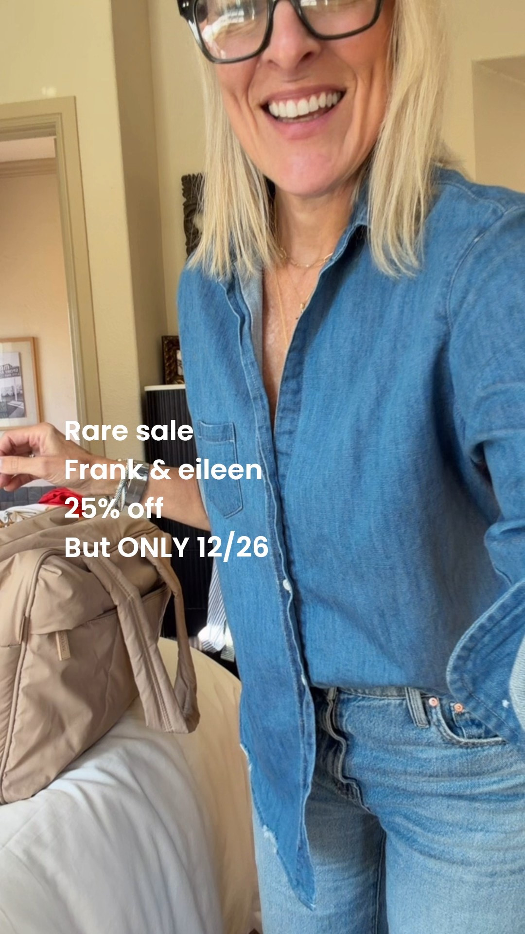 24 hours only. December 26.

Frank and Eileen sale 25% off.

#LTKOver40 #LTKTravel #LTKSaleAlert