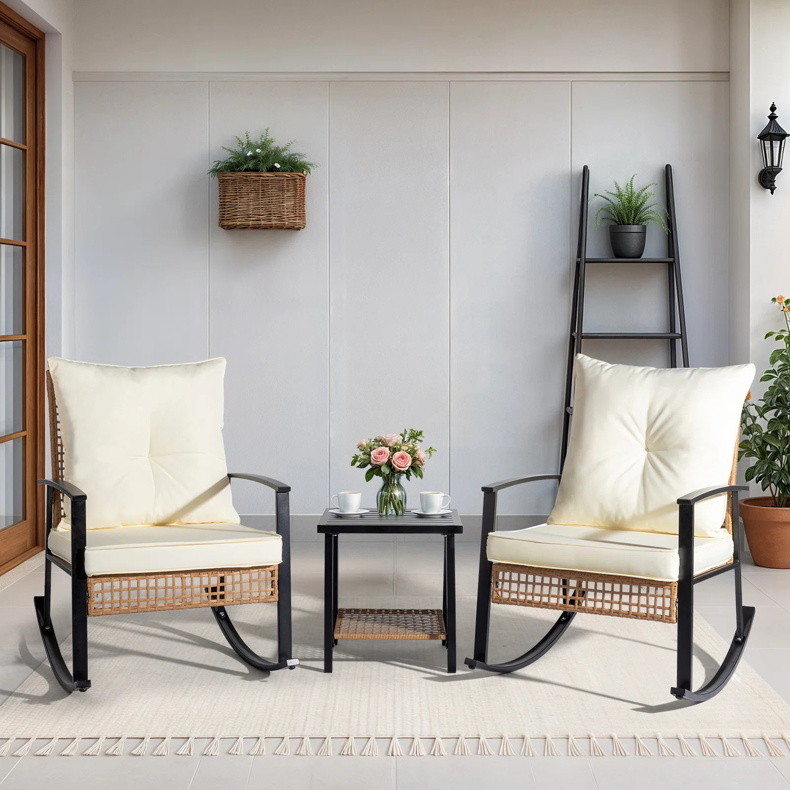 Patio 3-Piece Wicker Rocking Conversation Set | Wayfair North America