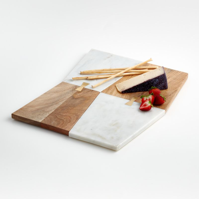 Salvia Nesting Marble and Wood Cheese Boards | Crate & Barrel | Crate & Barrel