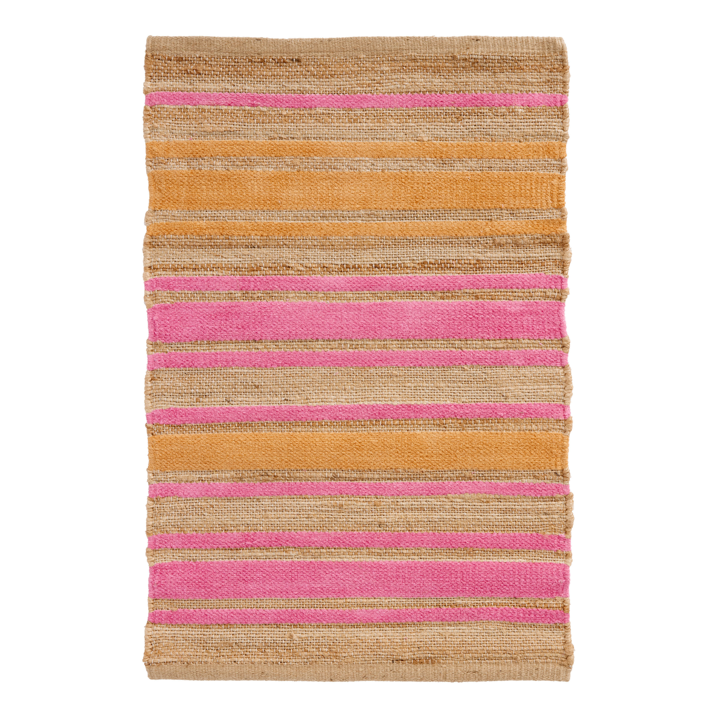 Katy Hot Pink and Orange Stripe Jute and Chenille Area Rug | World Market