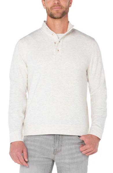 MOCK NECK BUTTON PLACKET PULLOVER | Liverpool Jeans