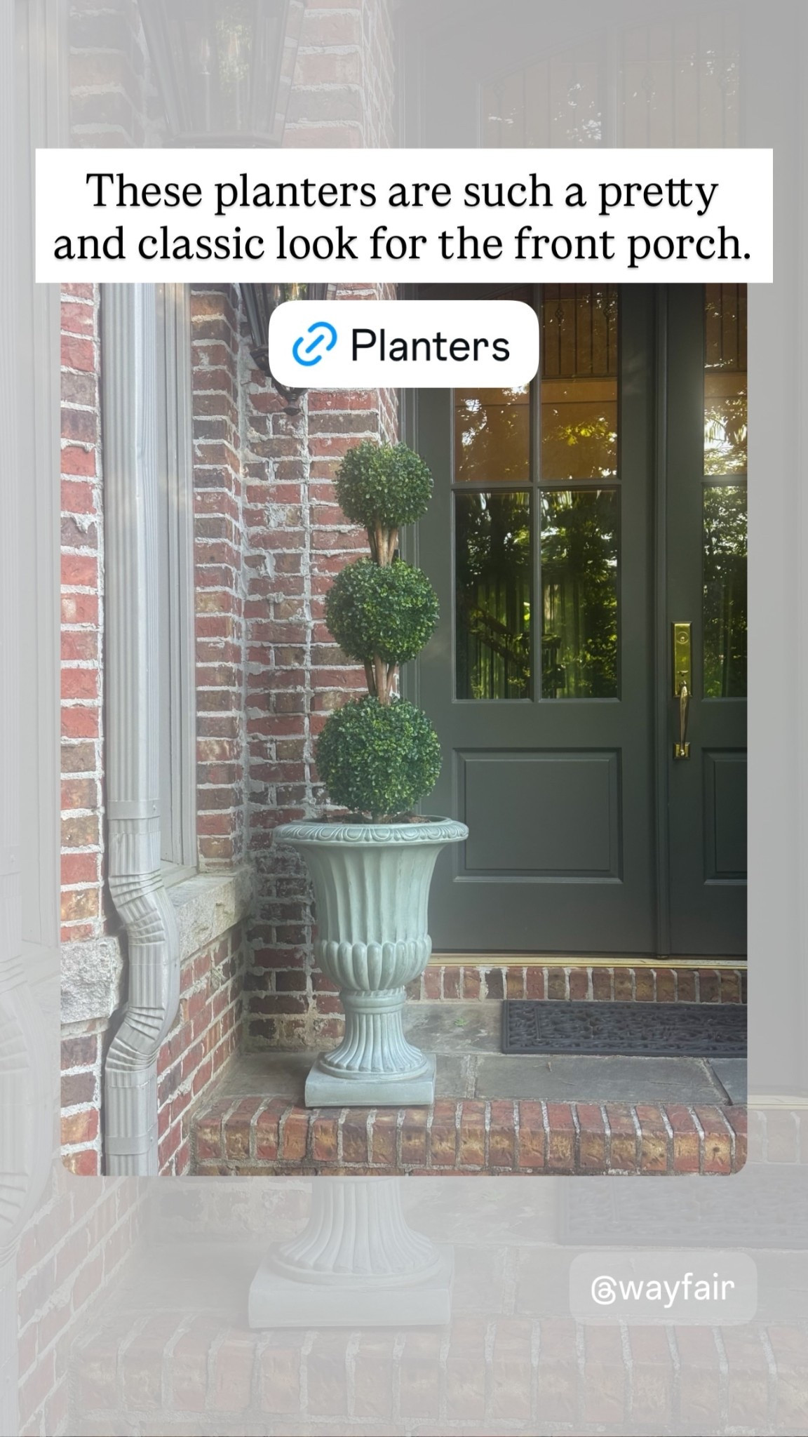 These planters are such a pretty and classic look for the front porch.