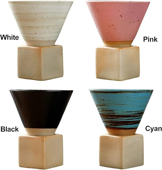 4Pcs Ceramic Espresso Cups Coarse Pottery Coffee Mug with Base 7oz Mini Espresso Cups Italian Ins... | Amazon (US)