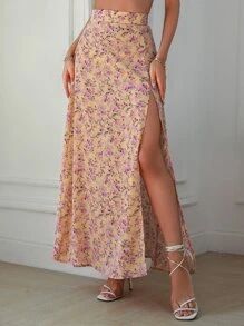 High Waist Floral Print Slit Skirt SKU: sw2205180700717380(1000+ Reviews)$11.99$11.39Join for an ... | SHEIN