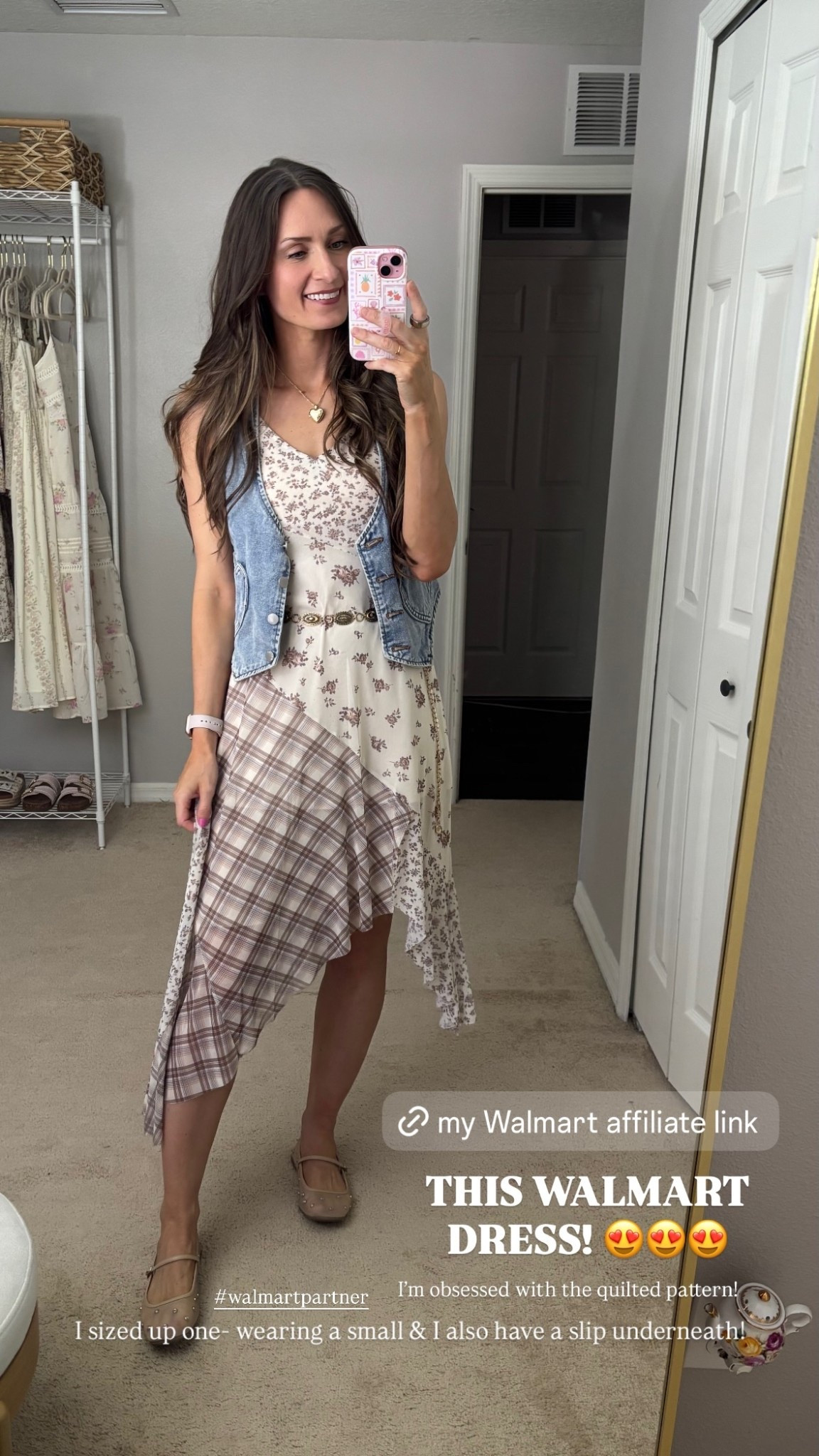 I sized up one- wearing a small & I also have a slip underneath!  I’m obsessed with the quilted pattern!  THIS WALMART
DRESS! 😍😍😍 #walmartpartner