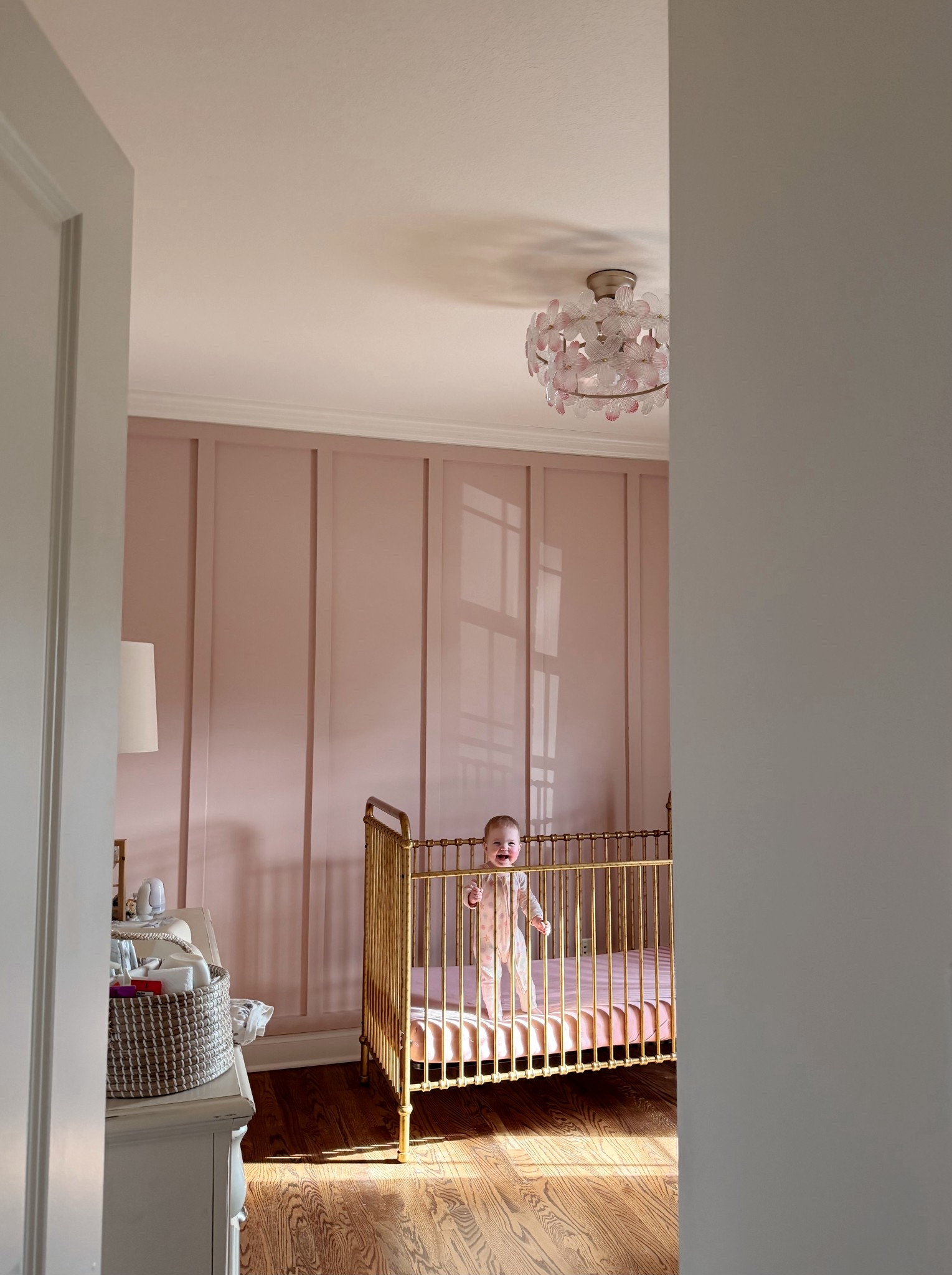 our baby girl’s nursery 🤍 

(paint color is Shashay Sand by SW) 

#LTKKids #LTKBump #LTKBaby