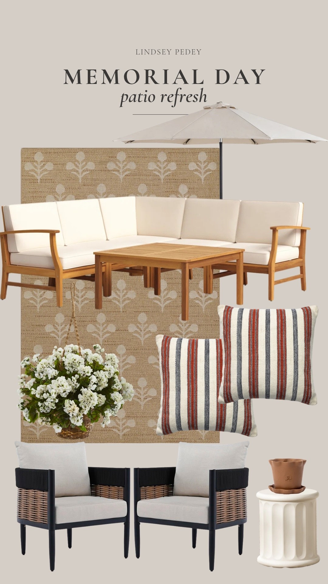 Memorial Day patio refresh!

Patio furniture, outdoor furniture, Memorial Day, Americana, outdoor plants, umbrella, outdoor rug

#LTKSeasonal #LTKHome