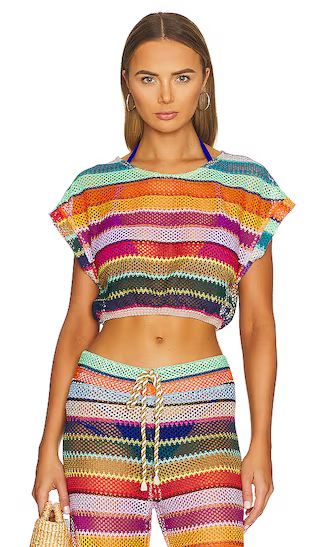 Renee Crop Top in Calypso | Revolve Clothing (Global)