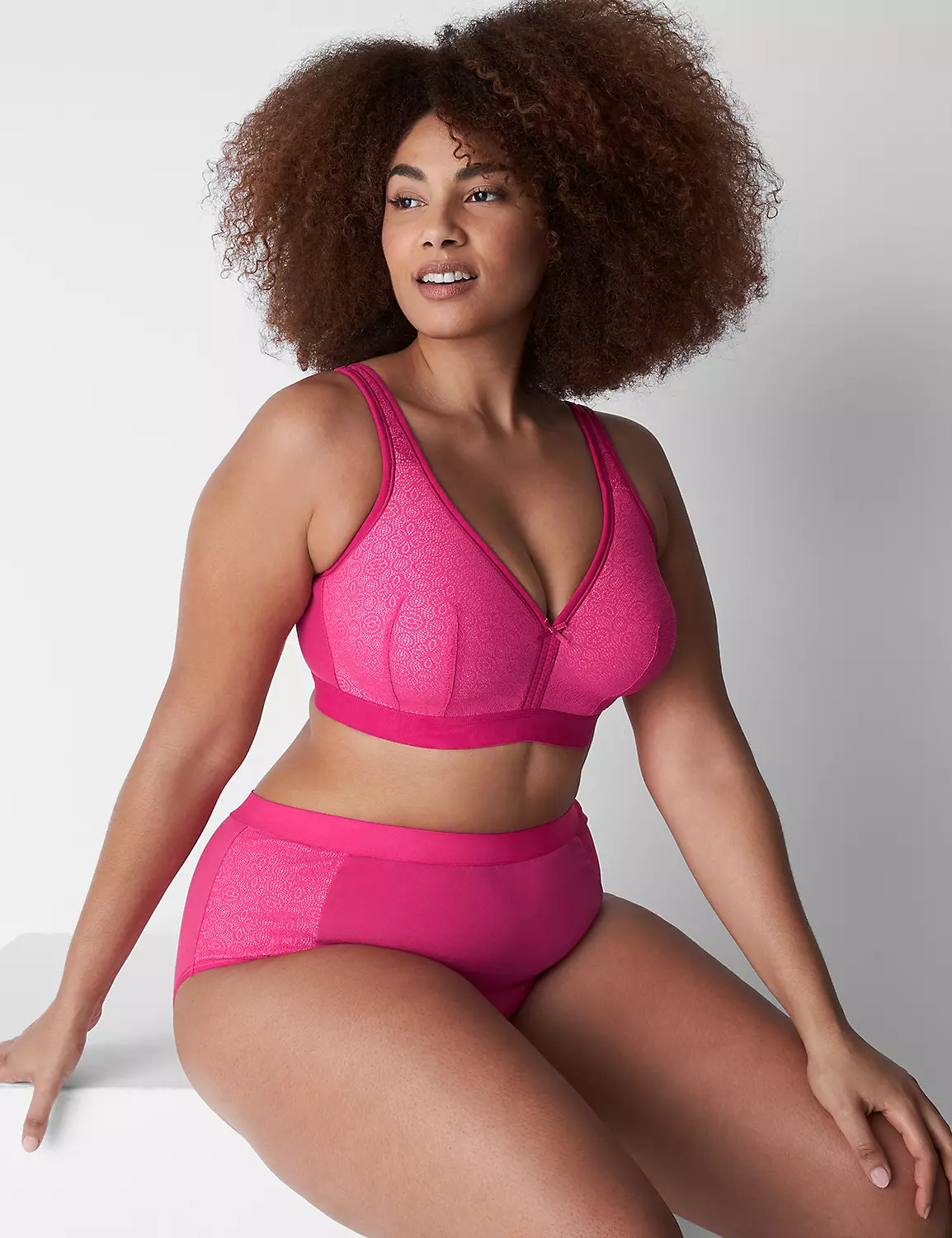 Cotton Lightly Lined No-Wire Bra With Lace | LaneBryant | Lane Bryant (US)