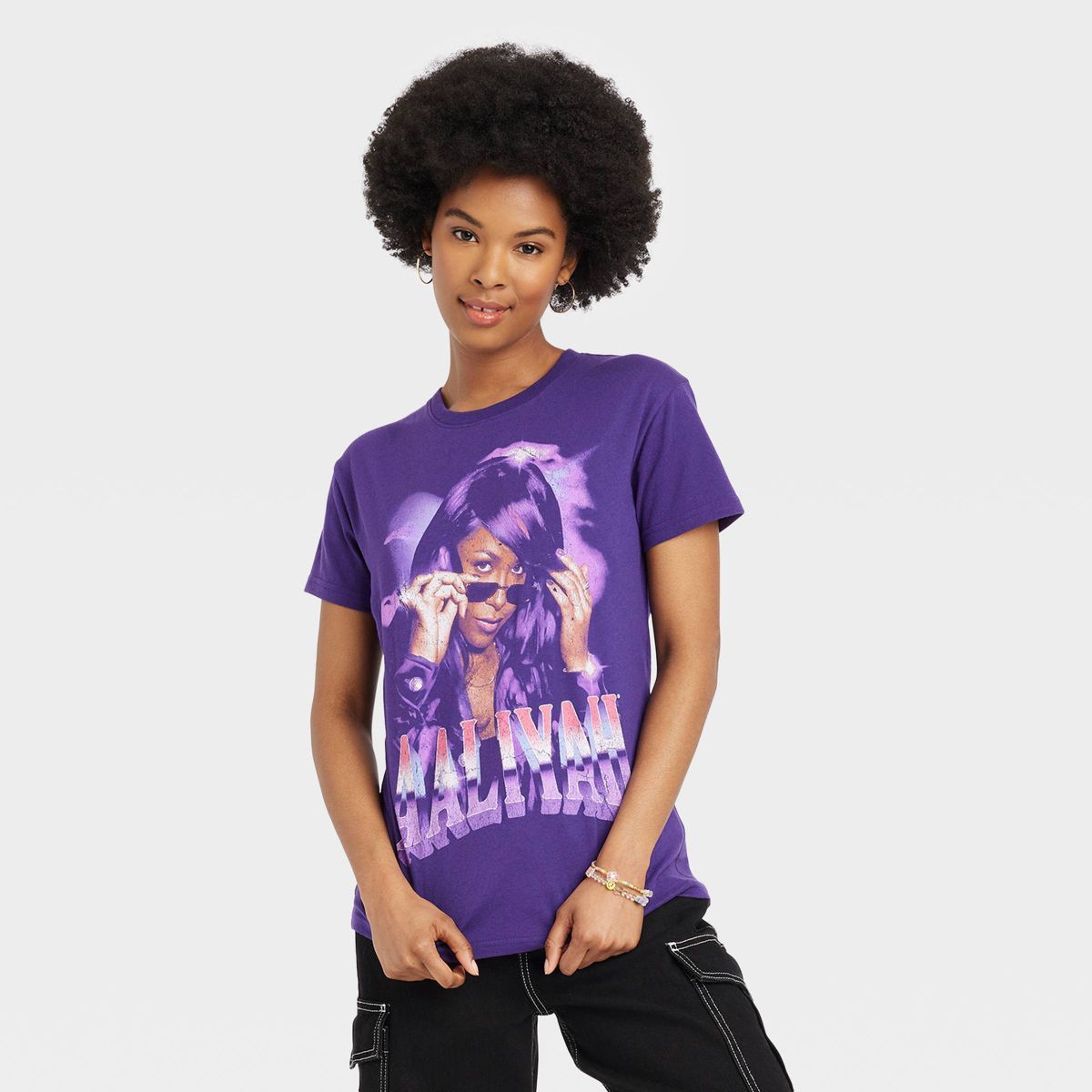 Women's Aaliyah Short Sleeve Graphic T-Shirt - Purple | Target