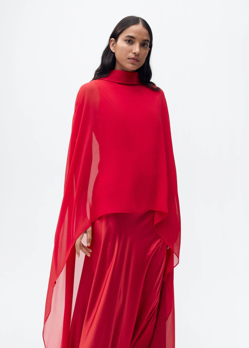 Long cape with bow - Women | MANGO United Kingdom | MANGO (UK)