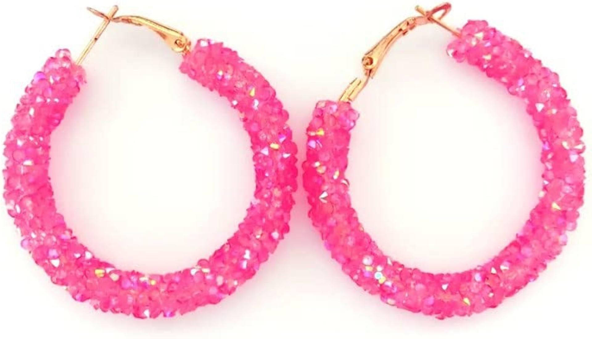 Glitter Hoop Earrings Bohemian Sparkle Resin Rhinestone Wrapped Hoop Dangle Earrings for Women Gi... | Amazon (US)