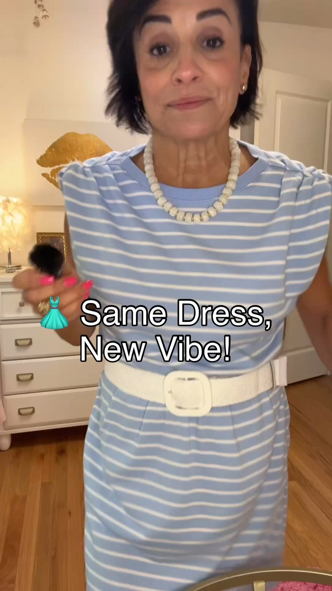 Remember that blue and white striped dress from last week? Today, we are leveling it up with a few simple accessories to make it office-ready!

Here is how a little "something-something" completely transformed the look:

#OOTD #WorkWear #OfficeChic #SummerFashion #Accessorize #LoftStyle

 The Belt: Snatched the waist and added the perfect contrast.

 The Necklace: A chunky white statement piece to draw the eye up.

 The Shoes: These new toe-loop sandals are not only adorable with that gold detail, but they are so comfortable for a full day of work.

What do you think of the additions? Let me know in the comments if you’d wear this to the office! 👇

#LTKgrwm #LTKootd