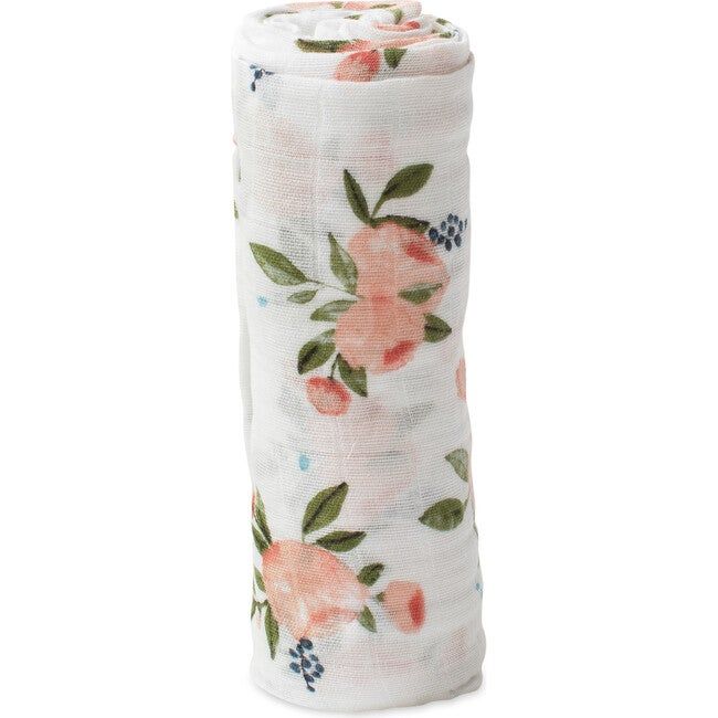 Swaddles | Cotton Muslin Swaddle Blanket, Watercolor Roses (Pink) | Little Unicorn | Maisonette | Maisonette