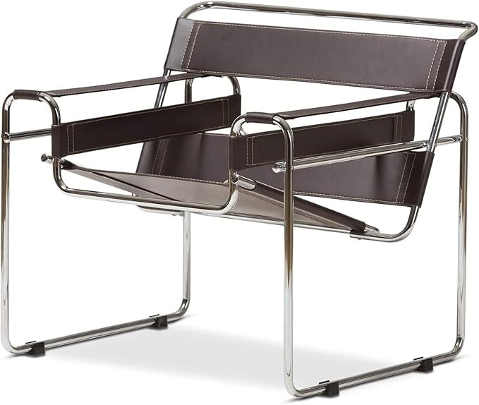 Accent Chair Mid Century Modern Brown Leather Living Room Armchair | Amazon (US)