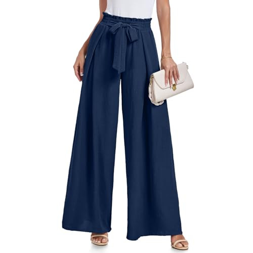 Lepunuo Wide Leg Pants for Women High Waisted Palazzo Pants Work Casual Flowy Tie Knot Trousers w... | Amazon (US)