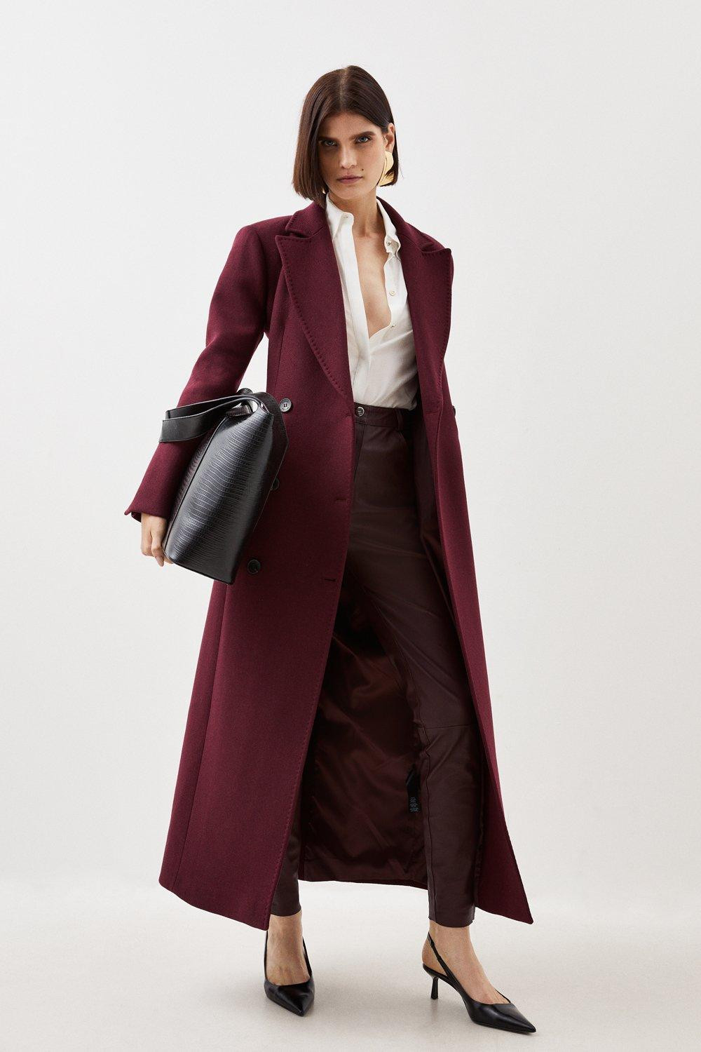 Italian Wool Blend Fitted Single Breasted Coat | Karen Millen UK + IE + DE + NL