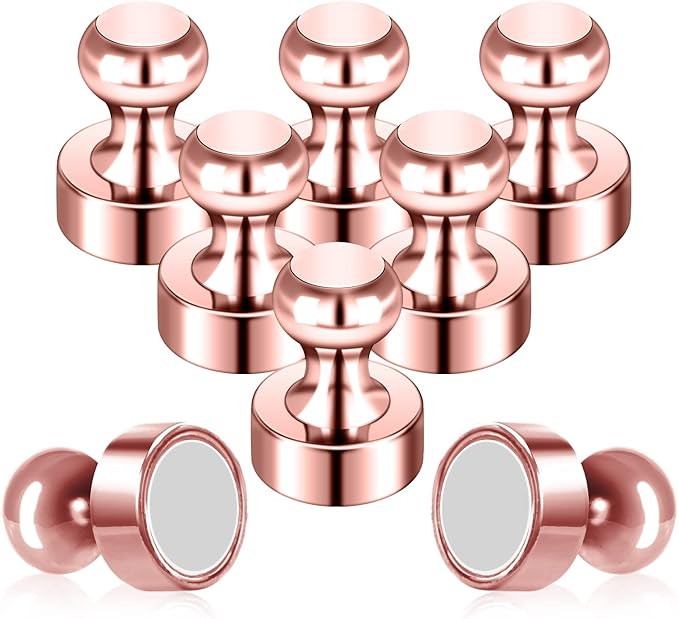 Pack of 8 Rose Gold Pink Push Pins Ideal Whiteboard Refrigerator Magnets - Adult Small Strong Mag... | Amazon (US)