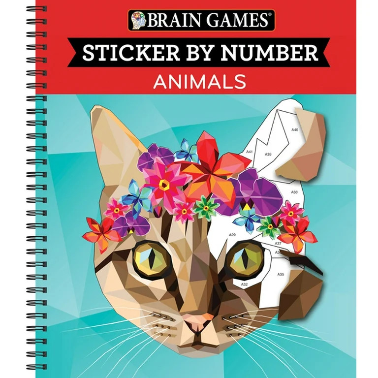 Brain Games - Sticker by Number Brain Games - Sticker by Number: Animals (28 Images to Sticker), ... | Walmart (US)