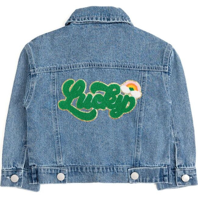 Sweet Wink | Lucky Rainbow Patch St. Patrick's Day Denim Jacket, (Blue, Size 7-8Y) | Maisonette | Maisonette