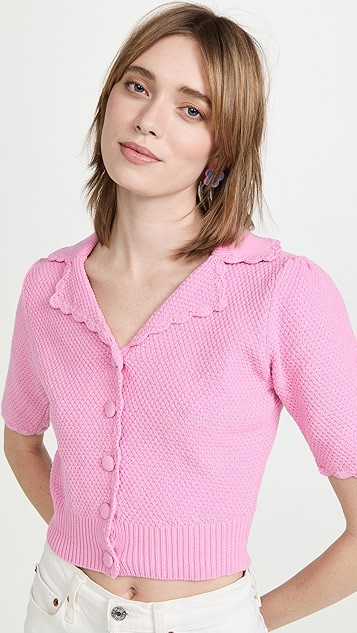 Scallop Edge Short Sleeve Cardigan | Shopbop