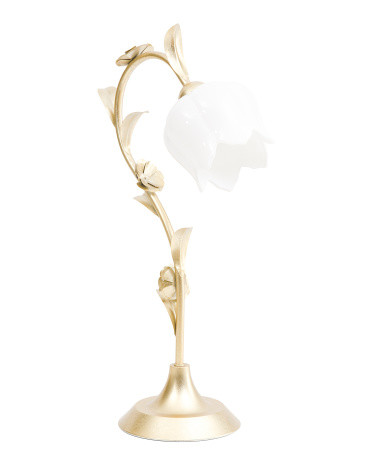 21.8in Floral Metal Glass Shade Table Lamp | TJ Maxx
