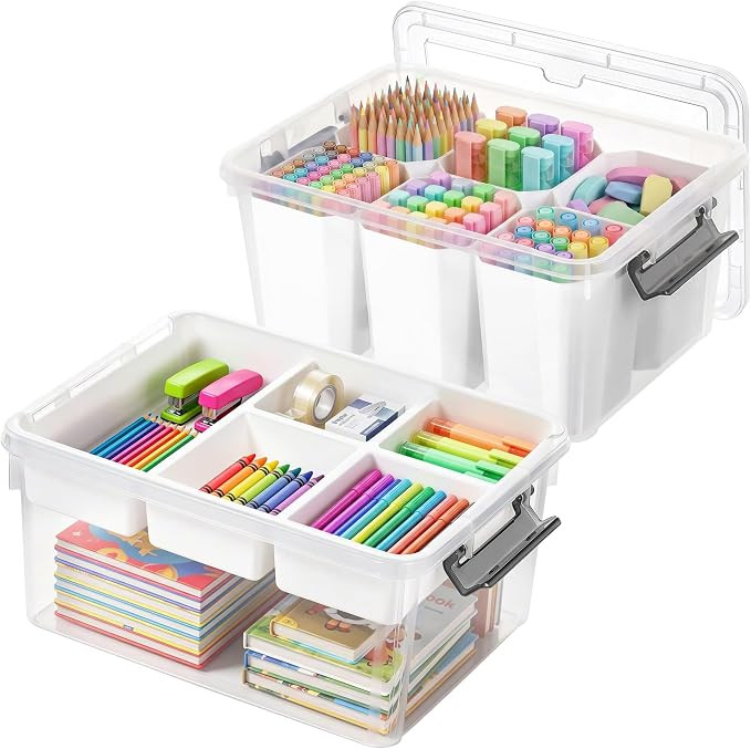 Citylife 17QT 2Packs Clear Craft Organizers and Storage Bins with Lids | Stackable Art Supply Org... | Amazon (US)