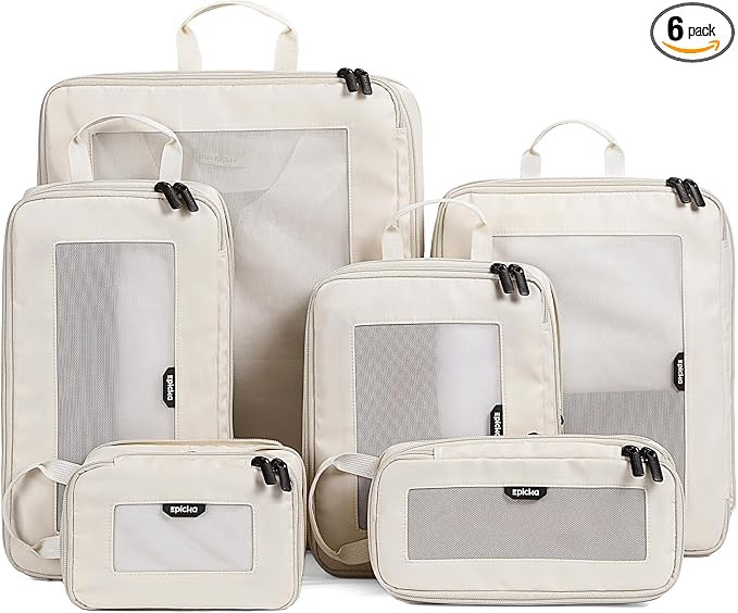 EPICKA TripCozy Compression Packing Cubes - 6 Set Durable Travel Organizer Bags with Mesh Top, Ex... | Amazon (US)