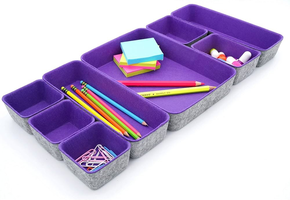 Desk drawer organizers trays small shallow felt storage bins for office supplies cosmetic jewelry... | Amazon (US)
