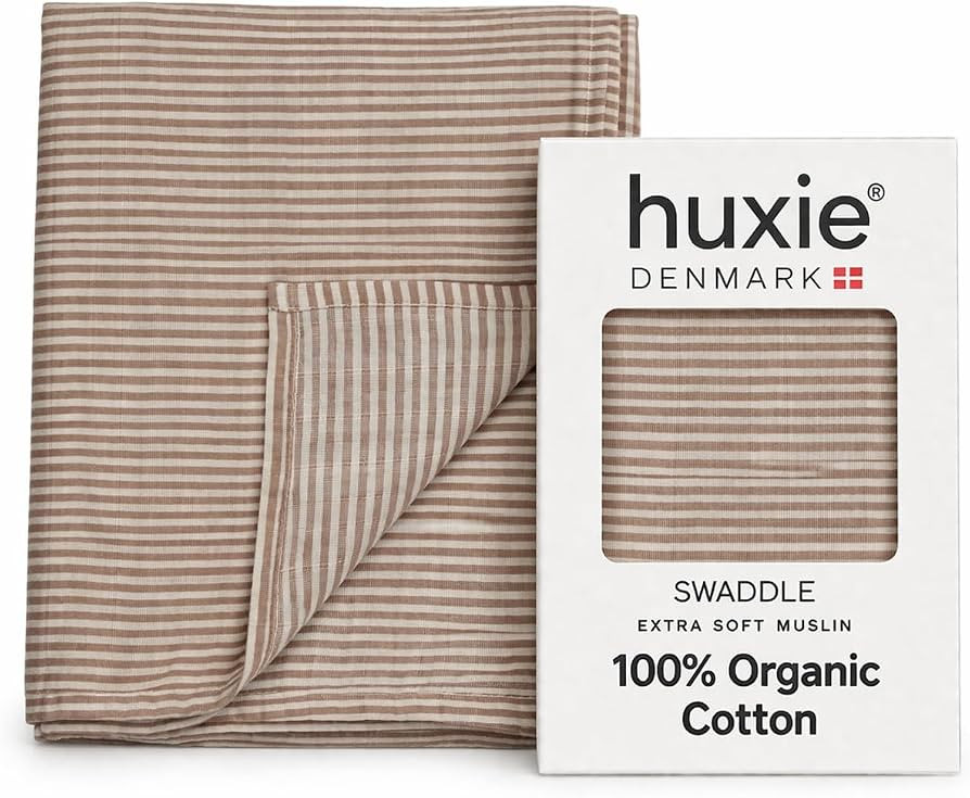 Muslin Baby Swaddle Blanket 100% Organic Cotton 47\u201d x 47\u201d (Natural Stripe) | Amazon (US)