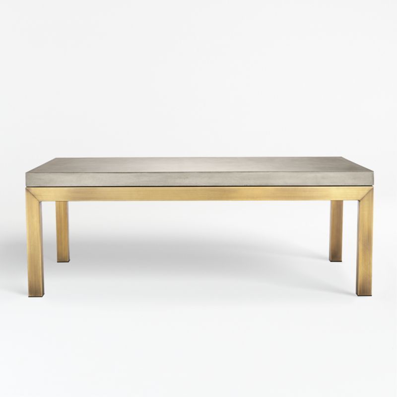 Parsons Concrete Top/ Brass Base 48x28 Small Rectangular Coffee Table | Crate & Barrel | Crate & Barrel