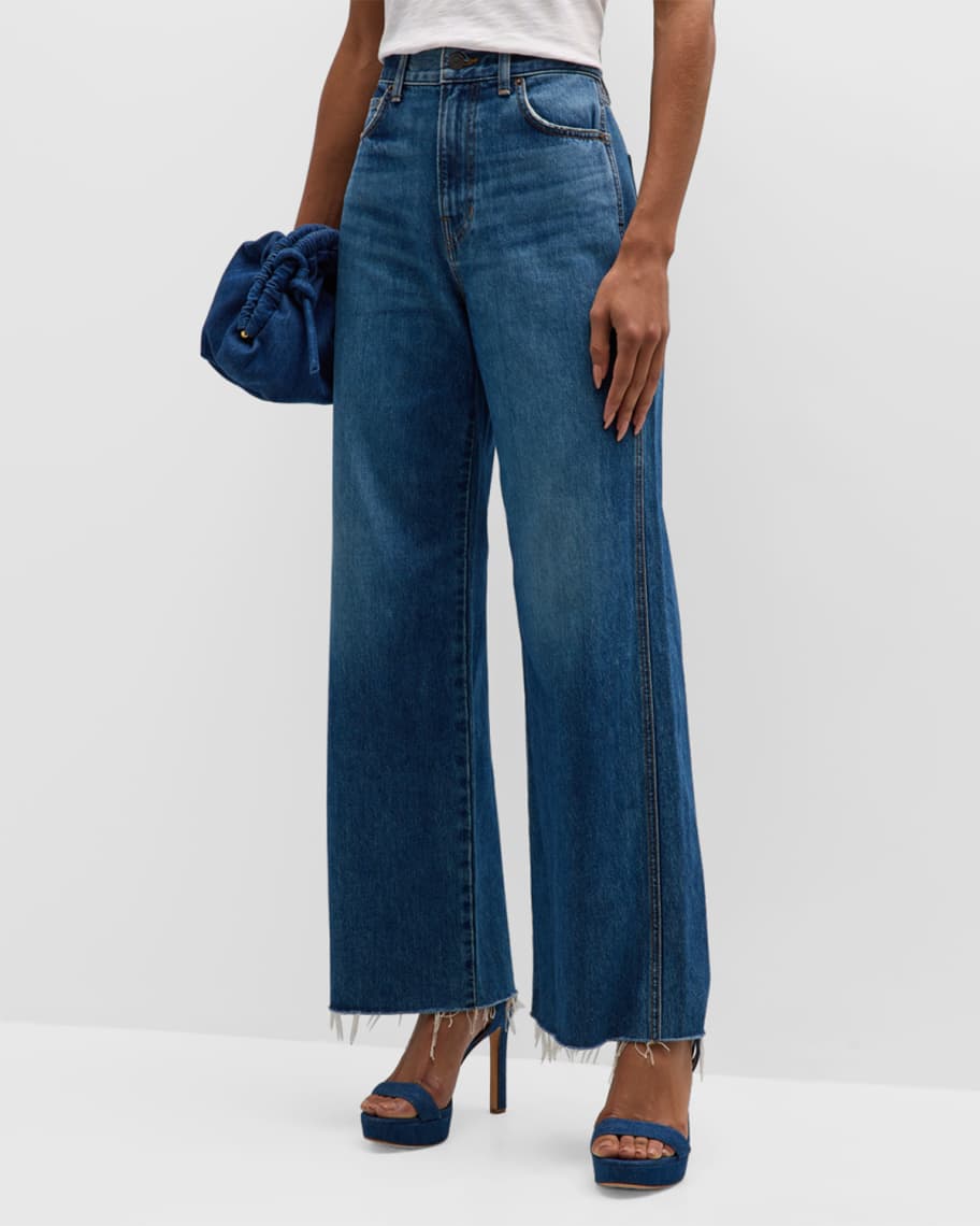 Veronica Beard Taylor Cropped High Rise Wide-Leg Jeans | Neiman Marcus