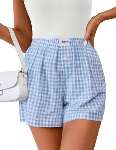 LOMON Pantalones cortos tipo bóxer para mujer, estilo casual, para verano, 2026, pijama, para do... | Amazon (US)