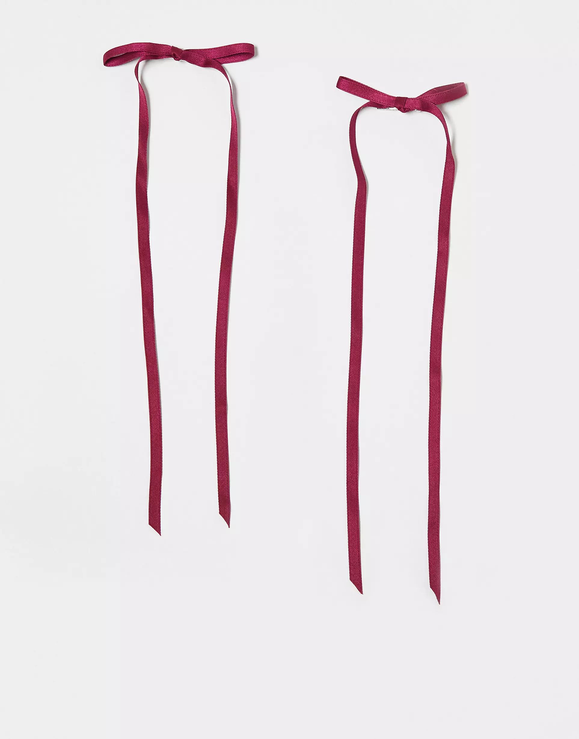 Reclaimed Vintage long ribbon clips in berry red | ASOS | ASOS (Global)