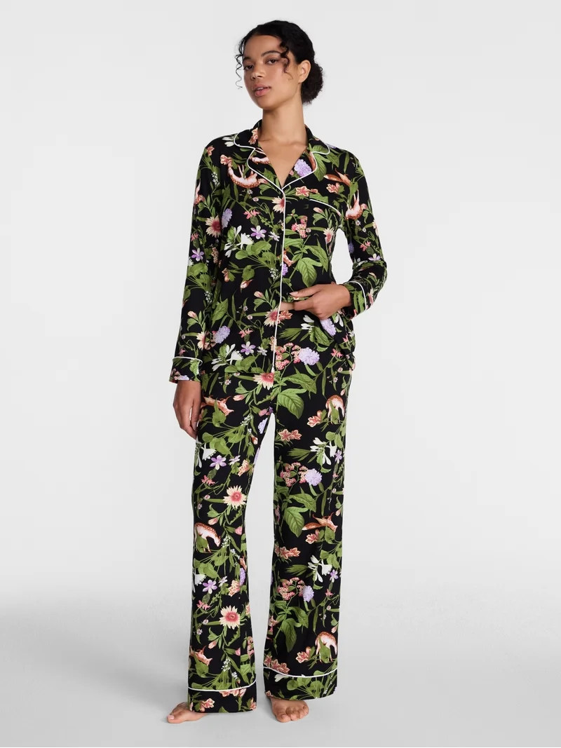 Joyspun Women\u2019s Dreamy Soft Collection Notch Collar Top and Pants, 2-Piece Pajama Set, Sizes... | Walmart (US)
