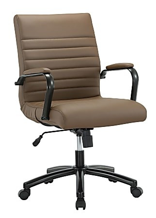Realspace Modern Comfort Winsley Bonded Leather Mid Back Manager Office Chair BrownBlack BIFMA Co... | Office Depot and OfficeMax 