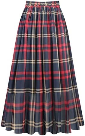 Kingfancy Women's Pleated Skirt Chiffon Elastic Waist A-Line Midi Length Skirt | Amazon (US)