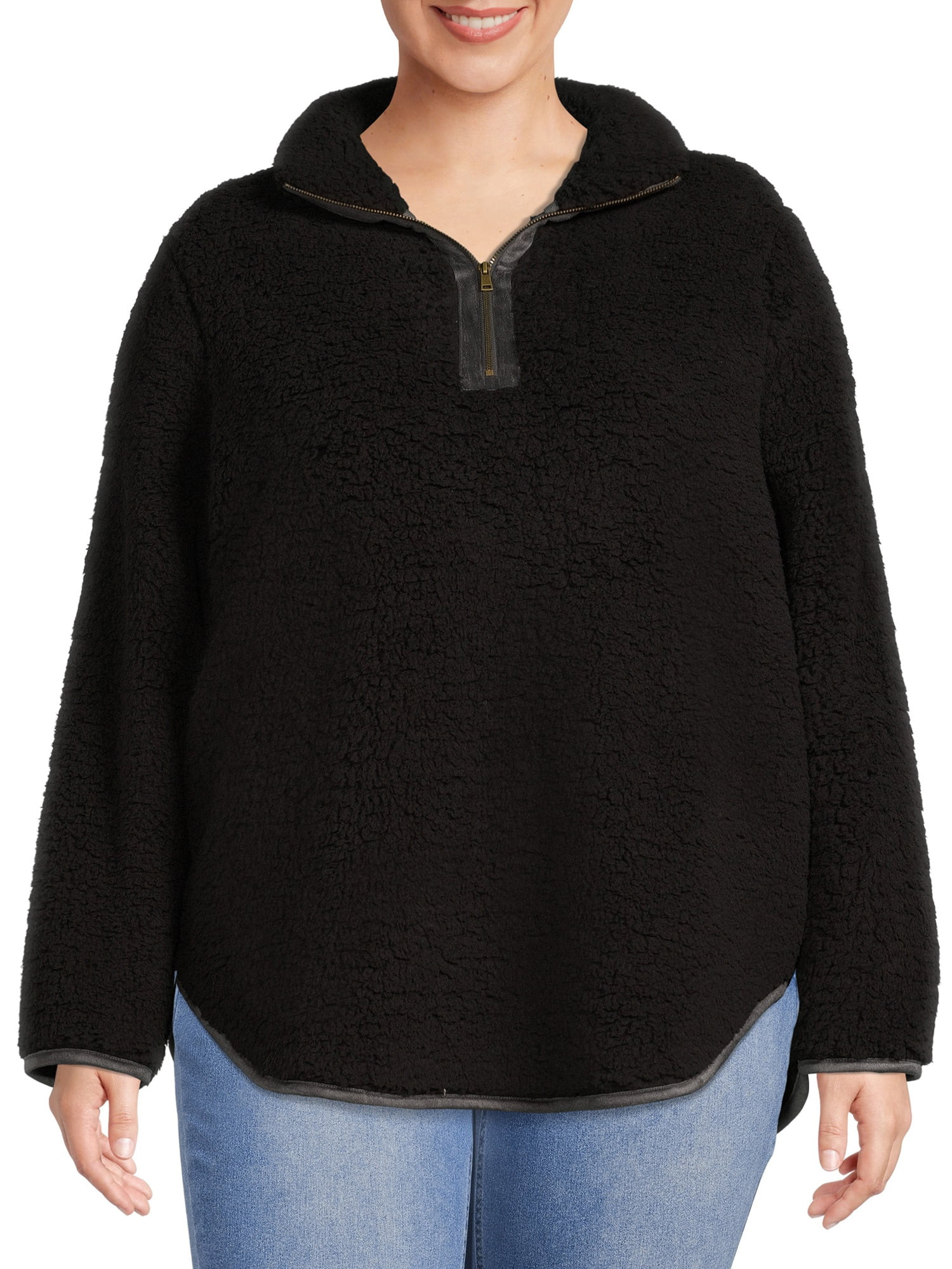 Terra & Sky Women's Quarter Zip Sherpa Pullover | Walmart (US)